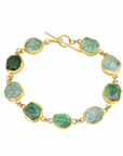 22K & 18K Bezel-Set Multi Natural Rough Aquamarine & Green Tourmaline Bracelet - Peridot Fine Jewelry - Petra Class