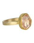 22K & 18K Bezel-Set Natural Organic Rough Morganite Ring - Peridot Fine Jewelry - Petra Class