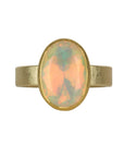 22K & 18K Bezel-Set North/South Oval Faceted Ethiopian Opal Ring - Peridot Fine Jewelry - Petra Class