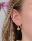 22K & 18K Bezel - Set Teardrop Trillion Aquamarine Drop Earrings with Diamond Details - Peridot Fine Jewelry - Petra Class