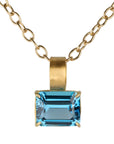22K & 18K East - West Emerald Cut London Blue Topaz Pendant - Peridot Fine Jewelry - Rosanne Pugliese