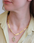 22K & 18K Gold and Multi - Shaped Aquamarine "Mosaic" Pendant - Peridot Fine Jewelry - Petra Class