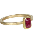 22K & 18K Gold Bezel - Set Emerald Cut Ruby Ring - Peridot Fine Jewelry - Petra Class