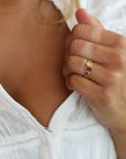 22K & 18K Gold Bezel - Set Emerald Cut Ruby Ring - Peridot Fine Jewelry - Petra Class