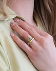 22K & 18K Gold Bezel - Set Faceted Square Aquamarine Ring - Peridot Fine Jewelry - Petra Class