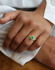 22K & 18K Gold Bezel - Set Faceted Teardrop Zambian Emerald Ring - Peridot Fine Jewelry - Petra Class