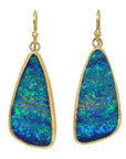 22K & 18K Gold Bezel - Set Large Austrailan Opal Doublet Earrings - Peridot Fine Jewelry - Petra Class