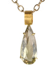 22K & 18K Grey - Green Faceted Teardrop Tourmaline Pendant - Peridot Fine Jewelry - Rosanne Pugliese