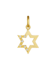 22K & 18K Open "Star of David" Pendant with Star - Set Brilliant - Cut Diamonds - Peridot Fine Jewelry - Annie Fensterstock