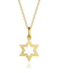 22K & 18K Open "Star of David" Pendant with Star - Set Brilliant - Cut Diamonds - Peridot Fine Jewelry - Annie Fensterstock