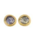 22K & 18K Organic Rosecut Blue Sapphire Stud Earrings - Peridot Fine Jewelry - Petra Class