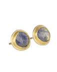 22K & 18K Organic Rosecut Blue Sapphire Stud Earrings - Peridot Fine Jewelry - Petra Class