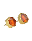 22K & 18K Organic Rough-Cut Citrine Stud Earrings - Peridot Fine Jewelry - Petra Class
