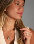 22K & 18K Prong-Set Emerald Cut Blue Moss Aquamarine Pendant - Peridot Fine Jewelry - Rosanne Pugliese