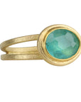 22K & 18K Rosecut East/West Blue - Green Tourmaline Ring - Peridot Fine Jewelry - Petra Class