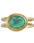 22K & 18K Rosecut East/West Blue - Green Tourmaline Ring - Peridot Fine Jewelry - Petra Class