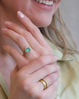 22K & 18K Rosecut East/West Blue - Green Tourmaline Ring - Peridot Fine Jewelry - Petra Class