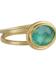 22K & 18K Rosecut East/West Blue - Green Tourmaline Ring - Peridot Fine Jewelry - Petra Class