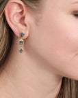 22k & 18k Triple Drop Mixed - Shape Sri Lankan Blue Sapphire Drop Earrings - Peridot Fine Jewelry - Petra Class
