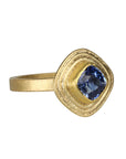 22K & 18K Triple Frame Bezel - Set Square Sri Lankan Blue Sapphire Ring - Peridot Fine Jewelry - Petra Class
