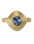 22K & 18K Triple Frame Bezel - Set Square Sri Lankan Blue Sapphire Ring - Peridot Fine Jewelry - Petra Class