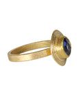 22K & 18K Triple Frame Bezel - Set Square Sri Lankan Blue Sapphire Ring - Peridot Fine Jewelry - Petra Class