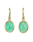 22K & 20K Bezel - Set Cabochon Oval Green Chrysoprase Earrings - Peridot Fine Jewelry - Caroline Ellen