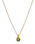 22K Bezel - Set Round Faceted Peridot Pendant - Peridot Fine Jewelry - Rosanne Pugliese