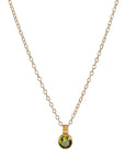 22K Bezel - Set Round Faceted Peridot Pendant - Peridot Fine Jewelry - Rosanne Pugliese