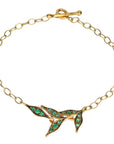 22K Flexible "Wheat" Charm Bracelet with Emeralds - Peridot Fine Jewelry - Cathy Waterman