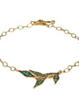 22K Flexible "Wheat" Charm Bracelet with Emeralds - Peridot Fine Jewelry - Cathy Waterman