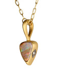 22K Gold Bezel Set Boulder Opal Pendant - Peridot Fine Jewelry - Cathy Waterman
