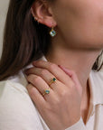 22K Gold Bezel - Set Cushion Aquamarine Drop Earrings - Peridot Fine Jewelry - Petra Class