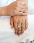 22K Gold Bezel - Set Emerald Cut Green Tourmaline Ring - Peridot Fine Jewelry - Rosanne Pugliese