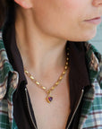 22K Gold Bezel - Set Faceted Garnet Trillion Pendant - Peridot Fine Jewelry - Petra Class