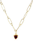 22K Gold Bezel - Set Faceted Garnet Trillion Pendant - Peridot Fine Jewelry - Petra Class