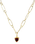 22K Gold Bezel - Set Faceted Garnet Trillion Pendant - Peridot Fine Jewelry - Petra Class