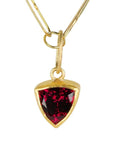 22K Gold Bezel - Set Faceted Garnet Trillion Pendant - Peridot Fine Jewelry - Petra Class