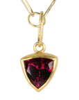 22K Gold Bezel - Set Faceted Garnet Trillion Pendant - Peridot Fine Jewelry - Petra Class
