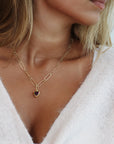 22K Gold Bezel - Set Faceted Garnet Trillion Pendant - Peridot Fine Jewelry - Petra Class