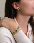 22K Gold Bezel - Set Green Tourmaline Cluster Studs - Peridot Fine Jewelry - Petra Class