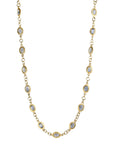 22K Gold Bezel-Set Oval Blue Sapphire Necklace - Peridot Fine Jewelry - Petra Class