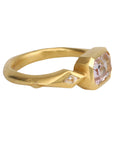 22K Gold Bezel - Set Rectangular Kunzite Ring - Peridot Fine Jewelry - Cathy Waterman