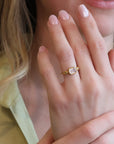 22K Gold Bezel - Set Rectangular Kunzite Ring - Peridot Fine Jewelry - Cathy Waterman