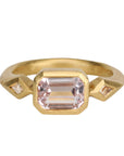 22K Gold Bezel - Set Rectangular Kunzite Ring - Peridot Fine Jewelry - Cathy Waterman