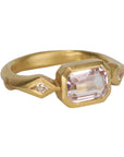 22K Gold Bezel - Set Rectangular Kunzite Ring - Peridot Fine Jewelry - Cathy Waterman