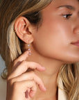 22K Gold Bezel-Set Rose Cut Pink Sapphire Triple Drop Earrings - Peridot Fine Jewelry - Caroline Ellen