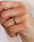 22K Gold Blackened Blue Sapphire "Laurel" Band - Peridot Fine Jewelry - Cathy Waterman