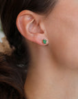 22K Gold Cabochon Emerald "Antique" Stud Earrings - Peridot Fine Jewelry - Cathy Waterman