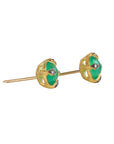 22K Gold Cabochon Emerald "Antique" Stud Earrings - Peridot Fine Jewelry - Cathy Waterman